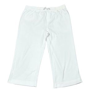 COUNTRY ROAD WHITE COTTON DRAWSTRING ELASTIC WAIST CROPPED WIDE LEG PANTS